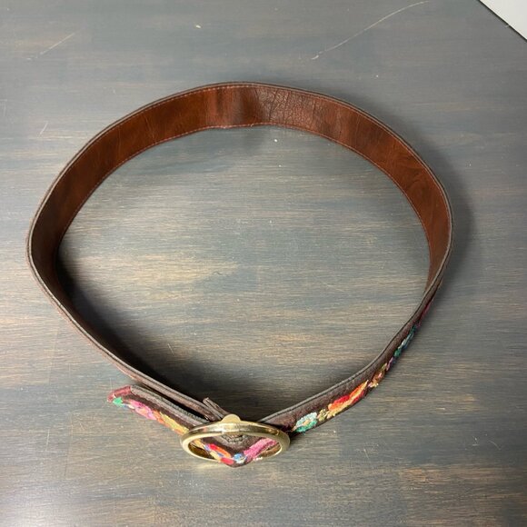 Vintage Boho Embroidered Brown Belt – Medium (34–36) - Picture 3 of 6